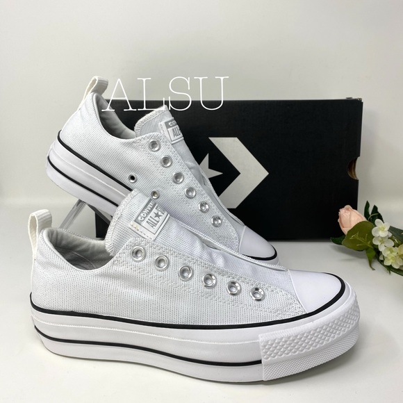 Converse Ctas Lift Slip White Lurex Women Platform - Picture 2 of 8